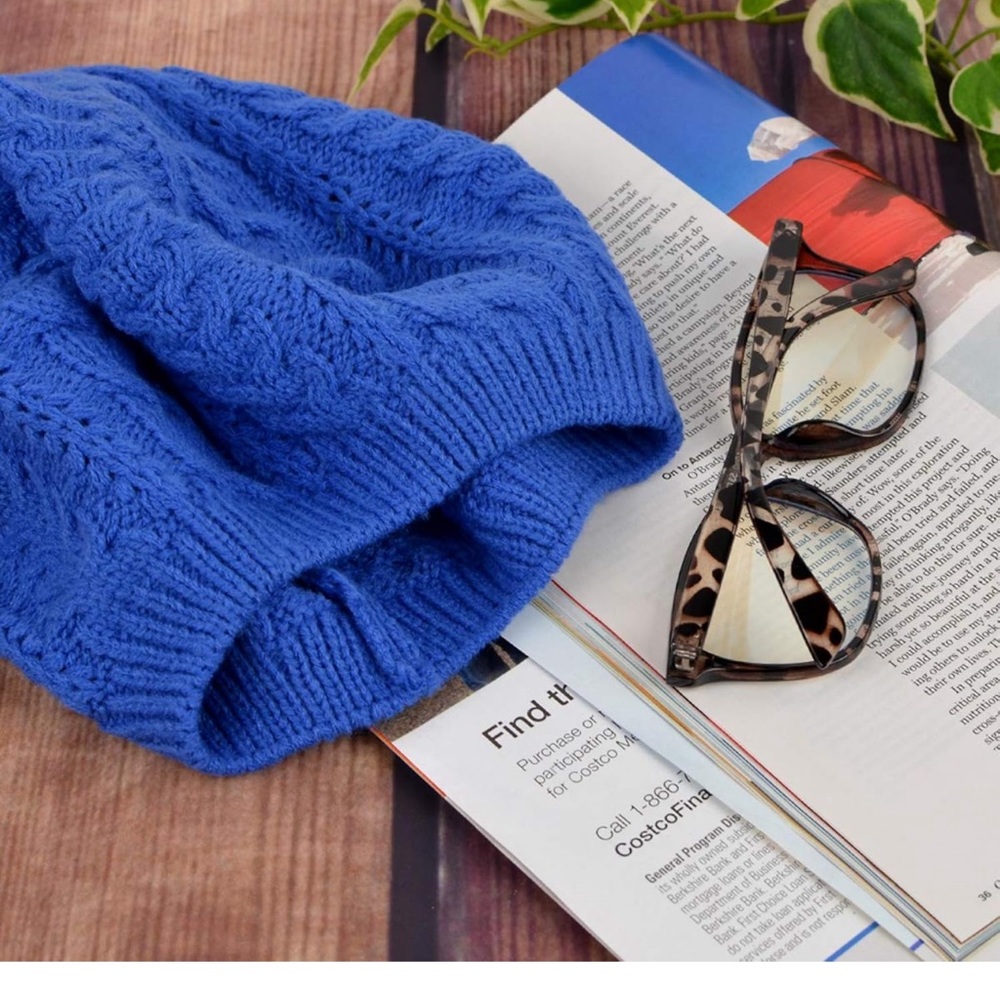 Blue soft Beanie, Chic, and Lightweight Crochet Knitted Style Beani… - Picture 4 of 5